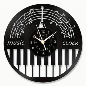 Y2K Retro Laser Cut Vinyl Record Album Wall Clock Eclectic Jazz Music Piano